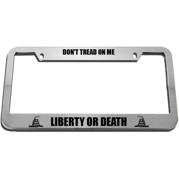 License Plate Frame Don't Tread on Me Liberty Or Death Zinc Weatherproof Car Accessories Chrome 2 Holes 1 Frame