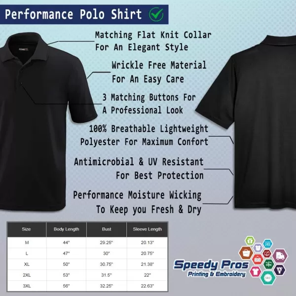 Polo Performance Shirt Albanian Eagle Embroidery Design Polyester Golf Shirt for Men Black Large Design Only