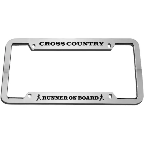 Speedy Pros Cross Country Runner On Board Zinc Metal License Plate Frame Car Auto Tag Holder Chrome 4 Holes