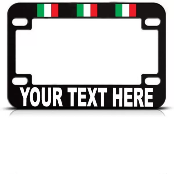 Speedy Pros Custom Text Personlized Italy Country Flag Metal Bike License Plate Frame Motorcycle Tag Holder - Black 4 Holes