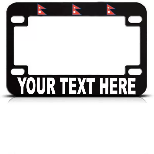 Speedy Pros Custom Text Personlized Nepal Country Flag Metal Bike License Plate Frame Motorcycle Tag Holder - Black 4 Holes