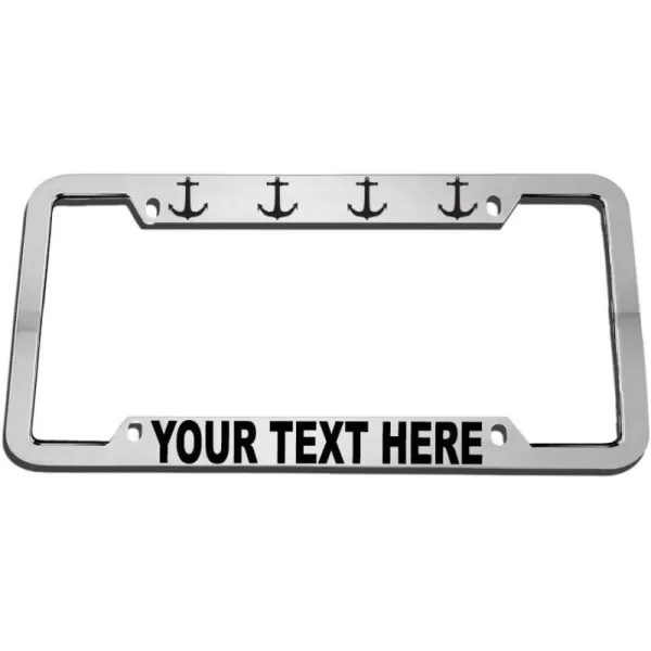 Speedy Pros Custom Text Personlized Sport Sailing Boat Nautical Anchor Zinc Metal License Plate Frame Car Auto Tag Holder - Chrome 4 Holes
