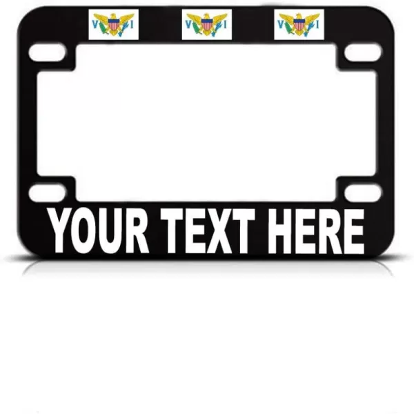Speedy Pros Custom Text Personlized Us-Virgin-Islands Country Flag Metal Bike License Plate Frame Motorcycle Tag Holder - Black 4 Holes