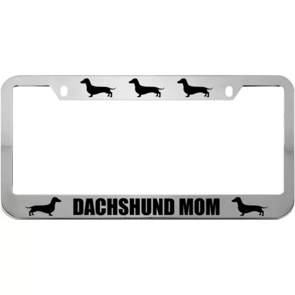 Speedy Pros Dachshund Mom Zinc Metal License Plate Frame Car Auto Tag Holder - Chrome 2 Holes