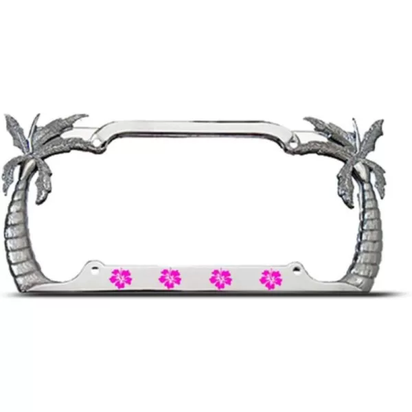 Speedy Pros Palm Tree Hibiscus Flowers Metal License Plate Frame Tag Holder