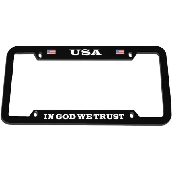 Speedy Pros USA in God We Trust Zinc Metal License Plate Frame Car Auto Tag Holder Black 4 Holes