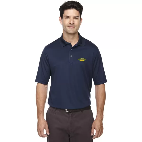 Vietnam Veteran Flag Embroidery Design Adult Button-End Spread Short Sleeve Unisex Polyester Performance Polo Shirt Golf Shirt - Navy, X Large