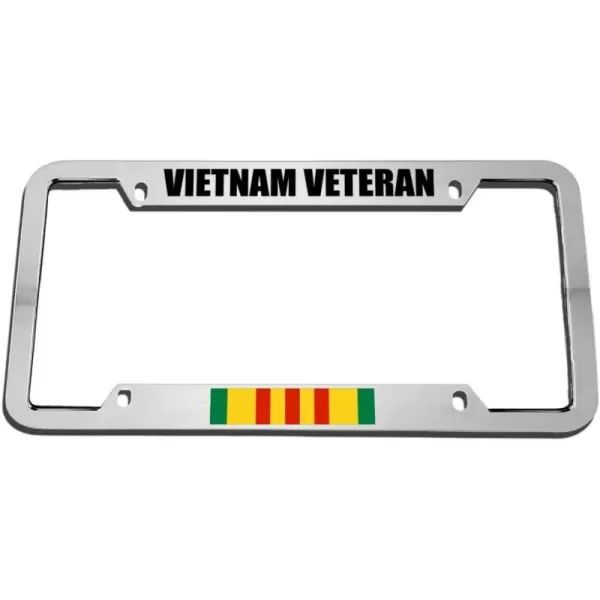 Vietnam Veteran Zinc Metal License Plate Frame Car Auto Tag Holder - Chrome 4 Holes