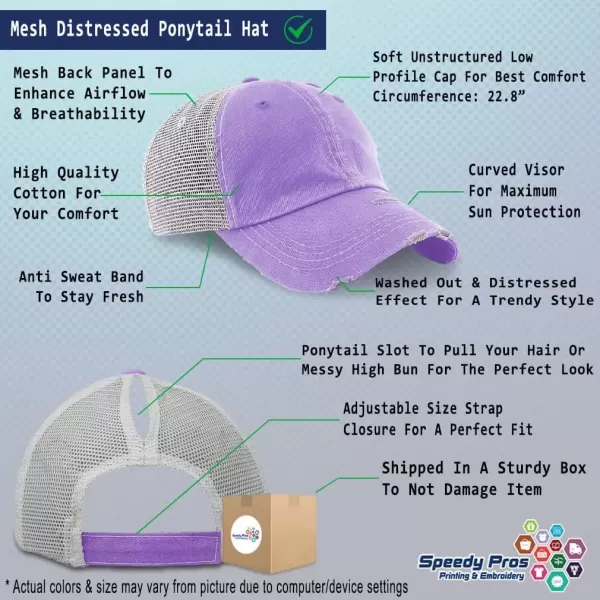 imageSpeedy Pros Womens Ponytail Cap Barbell Weightlifting Olympics Sports Event Distressed Trucker HatsLavender