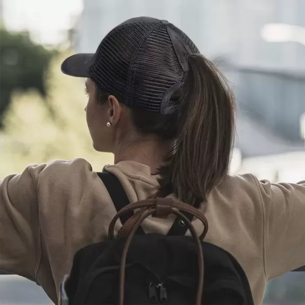 imageCustom Womens Ponytail Cap Chaos Coordinator Grey Embroidery CottonCoral Design Only