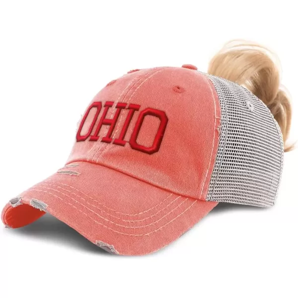 imageCustom Womens Ponytail Cap Ohio State USA America B Embroidery CottonCoral Design Only