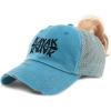 imageCustom Womens Ponytail Cap Black Kayaking Paddle Embroidery Cotton Strap ClosureTurquoise Design Only