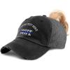 imageCustom Womens Ponytail Cap Wife Thin Blue Line Flag Embroidery CottonBlack Personalized Text Here