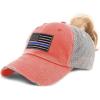 imageCustom Womens Ponytail Cap American Flag Thin Blue Line Embroidery CottonCoral Design Only