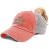 imageCustom Womens Ponytail Cap May Contain Alcohol Embroidery Cotton Strap ClosureCoral Design Only