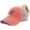 imageCustom Womens Ponytail Cap Texas Logo Embroidery Cotton Strap ClosureCoral Design Only