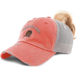 imageCustom Womens Ponytail Cap Bengal Tiger Head Embroidery Cotton Strap ClosureCoral Personalized Text Here