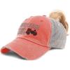 imageSpeedy Pros Womens Ponytail Cap Farm Hair Dont Care Embroidery Distressed Trucker HatsCoral