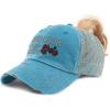 imageSpeedy Pros Womens Ponytail Cap Farm Hair Dont Care Embroidery Distressed Trucker HatsTurquoise