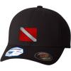 imageSport Scuba Diving Flag Embroidery Unisex Adult Elastic PolyesterSpandex Flexfit ProFormance Branded Hat Cap  Black LargeX Large