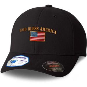 imageCustom Flexfit Hats for Men ampamp Women God Bless America Embroidery Flags Polyester Dad Hat Baseball CapBlack Design Only