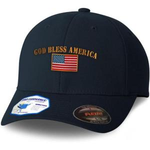imageCustom Flexfit Hats for Men ampamp Women God Bless America Embroidery Flags Polyester Dad Hat Baseball CapDark Navy Design Only