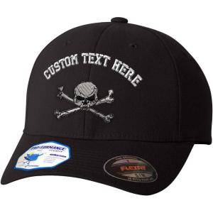 imageCustom Flexfit Hats for Men ampamp Women Skull C Embroidery Skulls Polyester Dad Hat Baseball CapBlack Personalized Text Here