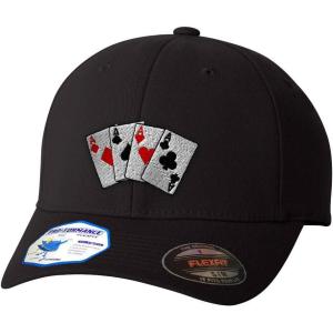 imagePoker Cards Game Embroidery Flexfit ProFormance Branded Hat Cap  Black LargeX Large