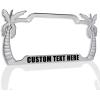 imageSpeedy Pros Palm Tree License Plate Frame Custom Personalized Text Metal Weatherproof Car Accessories License Plate Holder Chrome 2 Holes 1 FrameChrome 2 Holes