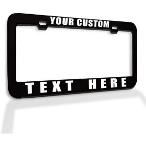 imageCustom License Plate Frame Custom Personalized Text Funny Metal Cute Car Accessories License Plate Holder Chrome 2 Holes 1 FrameBlack 2 Holes