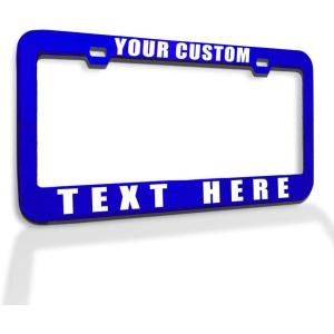 imageCustom License Plate Frame Custom Personalized Text Funny Metal Cute Car Accessories License Plate Holder Chrome 2 Holes 1 FrameBlue 2 Holes