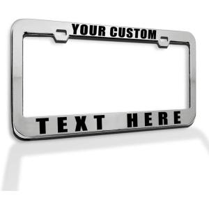 imageCustom License Plate Frame Custom Personalized Text Funny Metal Cute Car Accessories License Plate Holder Chrome 2 Holes 1 FrameChrome 2 Holes