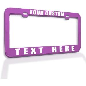 imageCustom License Plate Frame Custom Personalized Text Funny Metal Cute Car Accessories License Plate Holder Chrome 2 Holes 1 FramePurple 2 Holes