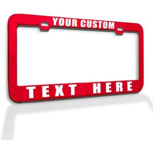 imageCustom License Plate Frame Custom Personalized Text Funny Metal Cute Car Accessories License Plate Holder Chrome 2 Holes 1 FrameRed 2 Holes