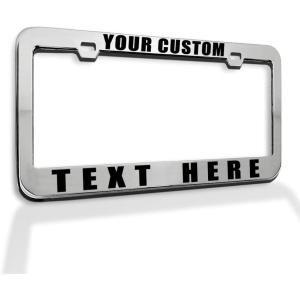 imageCustom License Plate Frame Custom Personalized Text Funny Metal Cute Car Accessories License Plate Holder Chrome 2 Holes 1 FrameStainless Steel 2 Holes