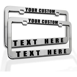 imageCustom License Plate Frame Custom Personalized Text Funny Metal Cute Car Accessories License Plate Holder Chrome 2 Holes Set of 2Chrome 2 Holes