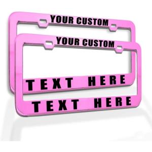 imageCustom License Plate Frame Custom Personalized Text Funny Metal Cute Car Accessories License Plate Holder Chrome 2 Holes Set of 2Soft Pink 2 Holes
