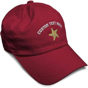 imageCustom Soft Baseball Cap Gold Starfish Embroidery Ocean and Twill Cotton Dad Hats for Men WomenBurgundy Personalized Text Here