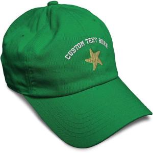 imageCustom Soft Baseball Cap Gold Starfish Embroidery Ocean and Twill Cotton Dad Hats for Men WomenKelly Green Personalized Text Here
