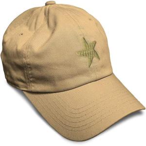 imageCustom Soft Baseball Cap Gold Starfish Embroidery Ocean and Twill Cotton Dad Hats for Men WomenKhaki Design Only