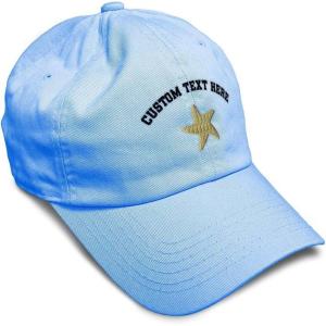 imageCustom Soft Baseball Cap Gold Starfish Embroidery Ocean and Twill Cotton Dad Hats for Men WomenLight Blue Personalized Text Here