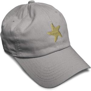 imageCustom Soft Baseball Cap Gold Starfish Embroidery Ocean and Twill Cotton Dad Hats for Men WomenLight Grey Design Only