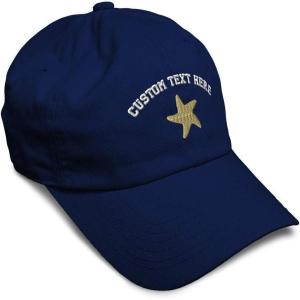 imageCustom Soft Baseball Cap Gold Starfish Embroidery Ocean and Twill Cotton Dad Hats for Men WomenNavy Personalized Text Here