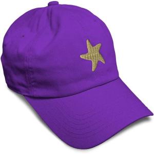 imageCustom Soft Baseball Cap Gold Starfish Embroidery Ocean and Twill Cotton Dad Hats for Men WomenPurple Design Only