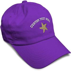 imageCustom Soft Baseball Cap Gold Starfish Embroidery Ocean and Twill Cotton Dad Hats for Men WomenPurple Personalized Text Here