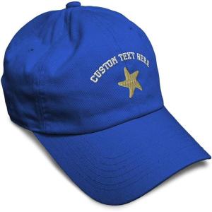 imageCustom Soft Baseball Cap Gold Starfish Embroidery Ocean and Twill Cotton Dad Hats for Men WomenRoyal Blue Personalized Text Here