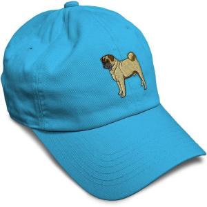 imageSoft Baseball Cap Pug Dog A Embroidery Dogs Pug Twill Cotton Wolf Dad Hats for Men ampamp WomenAqua Design Only
