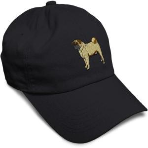 imageSoft Baseball Cap Pug Dog A Embroidery Dogs Pug Twill Cotton Wolf Dad Hats for Men ampamp WomenBlack Design Only