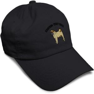 imageSoft Baseball Cap Pug Dog A Embroidery Dogs Pug Twill Cotton Wolf Dad Hats for Men ampamp WomenBlack Personalized Text Here