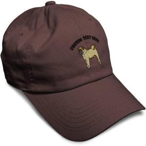 imageSoft Baseball Cap Pug Dog A Embroidery Dogs Pug Twill Cotton Wolf Dad Hats for Men ampamp WomenBrown Personalized Text Here